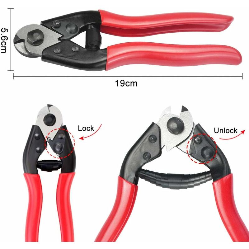 Bicycle Cable Cutter 190Mm Chrome Vanadium Steel Bicycle Cable Cutter Pliers Bike Cable Cutting Tools For 1Mm - 7Mm