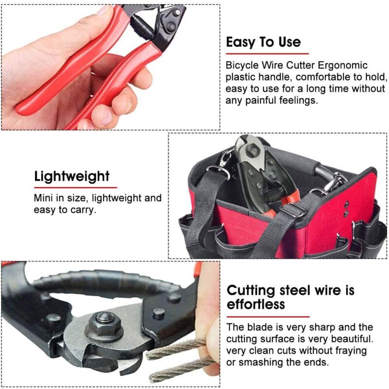 Bicycle Cable Cutter 190Mm Chrome Vanadium Steel Bicycle Cable Cutter Pliers Bike Cable Cutting Tools For 1Mm - 7Mm