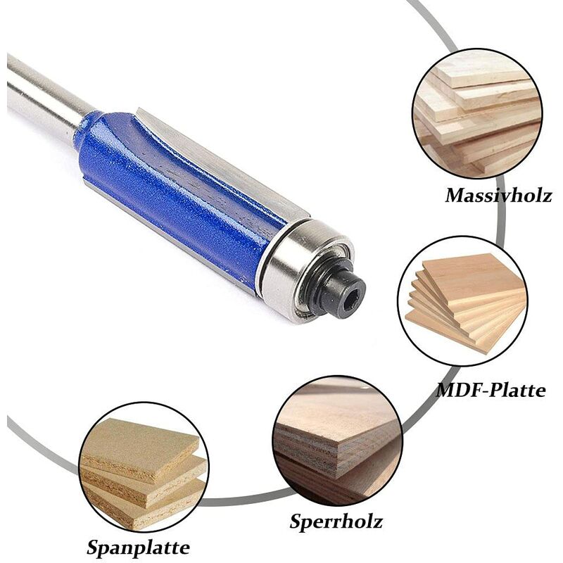 4Pc Flush Trim ROuter Bit Set - 6Mm Shank - Ball Bearings - Grooving ROuter Bit - Wood ROuter Bit - Grooving ROuter Bit