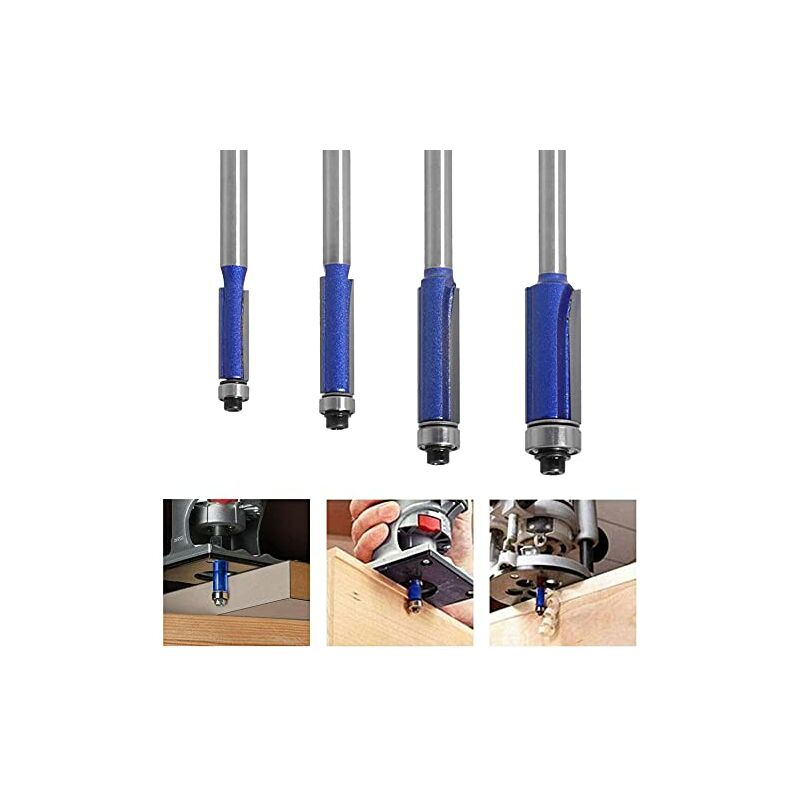 4Pc Flush Trim ROuter Bit Set - 6Mm Shank - Ball Bearings - Grooving ROuter Bit - Wood ROuter Bit - Grooving ROuter Bit