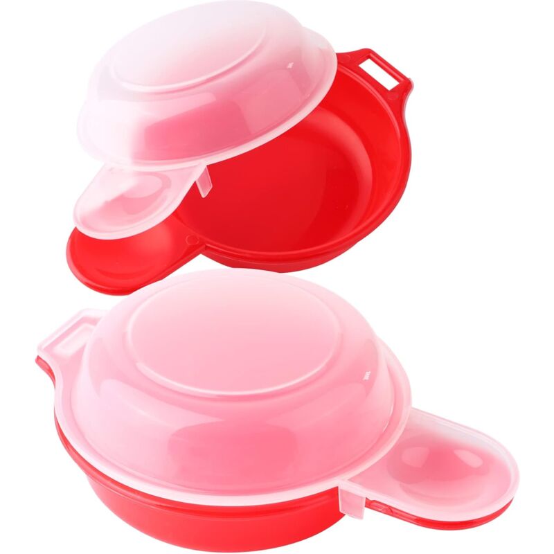2 Pack Microwave Egg Cooker 1 Minute Hamburg Omelette Maker Kitchen Tool (Red & Clear)