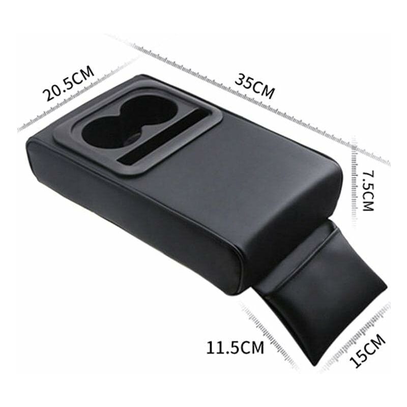 Car Armrest Cushion, Universal Car Center Console Armrest Pillow Pu Leather Memory Foam With Cup Holders And Storage