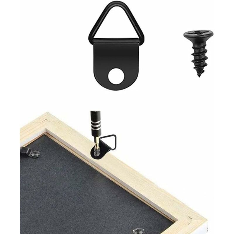 50 pcs Picture Hooks Picture Frame Hanger No Drilling Metal D Rings Frame Mounting For Picture Frame Mirror Fixing Wall