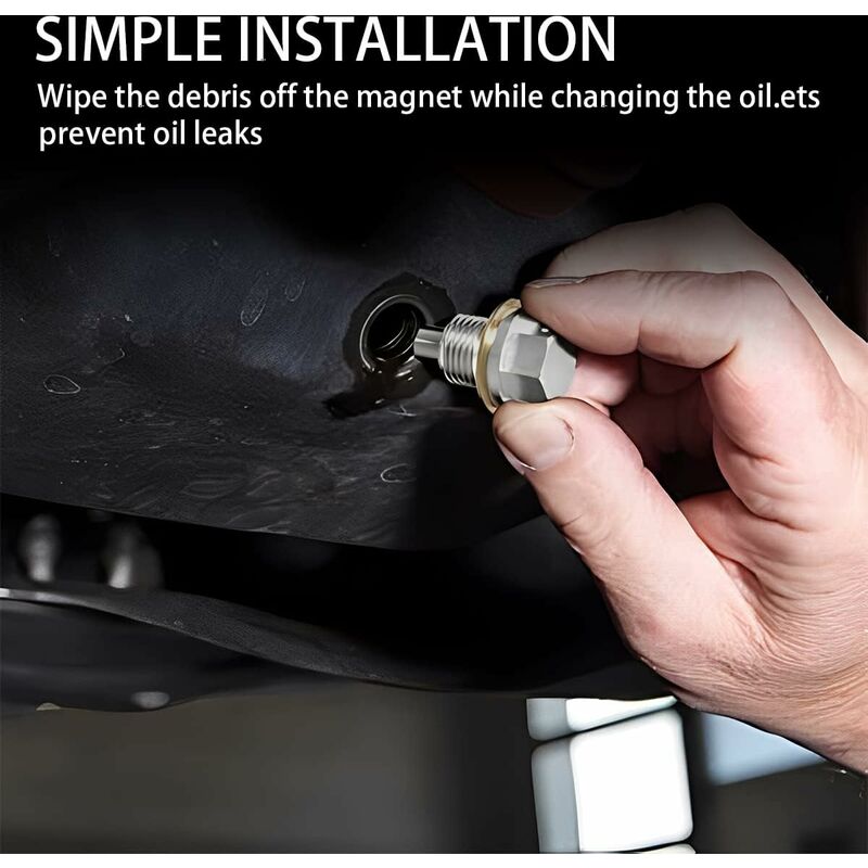 Oil Pan Screw, Universal Metal Anodized Magnetic Engine Oil Pan Nut Drain Plug Anti-Theft With Ring, Universal Oil Pan