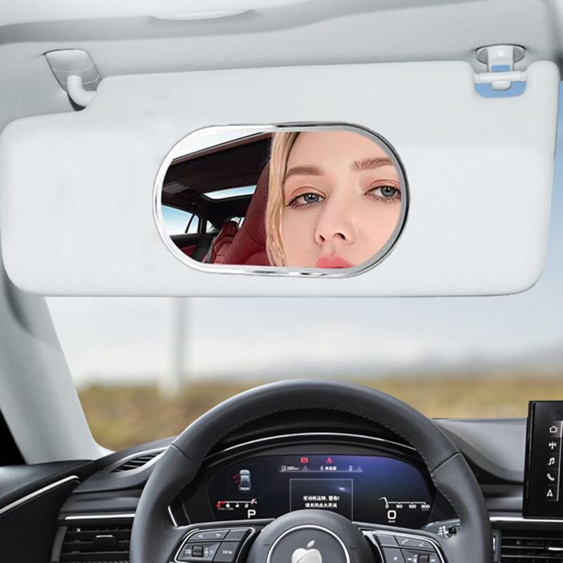 Car Sun Visor Mirror, Vehicle Makeup Mirror, Self-Adhesive Vanity Mirror For Truck, Suv (Oval)