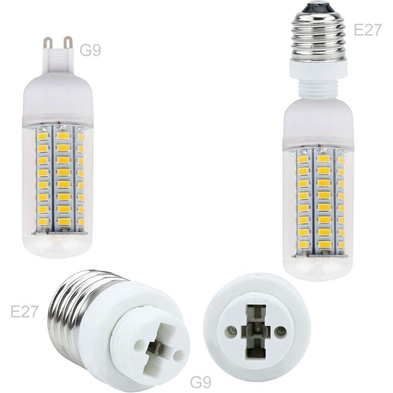 4X Lamp Socket Adapter E27 To G9 In White - 4 pcs Set Reformatting Converters For Lamp Sockets For Incandescent, LED,