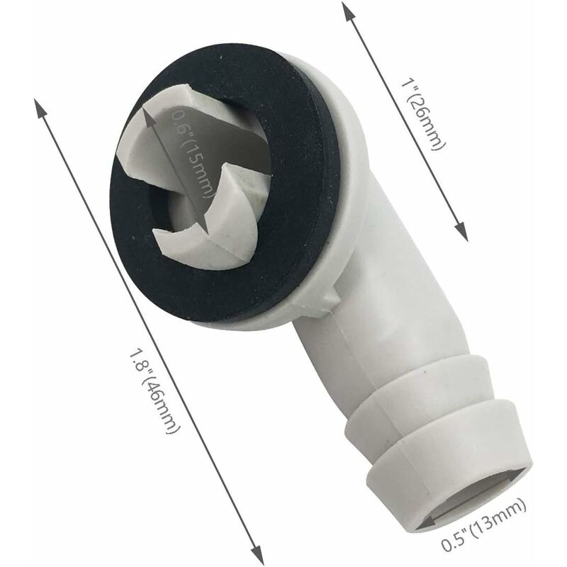 Air Conditioner Drain Hose Connector Elbow Fitting With Rubber Ring For Split Units And Window Units Ac 3/5 Inch (15Mm)