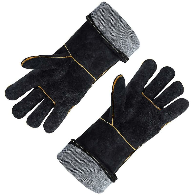 Leather Welding Gloves 932°F High Temperature Work Gloves For Welding Bbq Kitchen Baking Oven Gardening