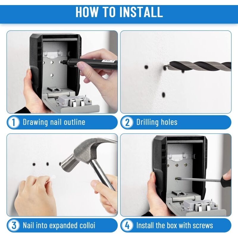 Waterproof Outdoor Security Key Box Key Box Wall Mounted Key Box Large Key Box For Keys, Cards Home Schools Offices