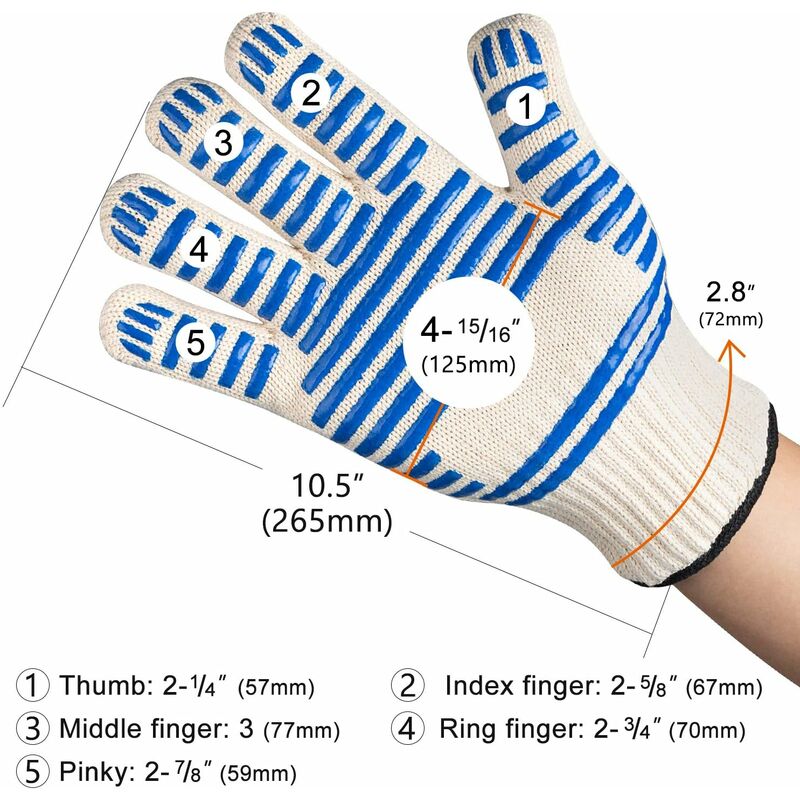 Bbq Gloves, 350°C Heat Resistant Double Oven Gloves, Non-Slip Silicone Bbq Gloves For Cooking Welding, Grilling,