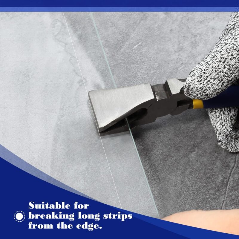 8" Flat Jaw Glass Pliers - Stained Glass Pliers - Durable Glass Breaking Tool - Heavy Duty Glass Pliers For Tile Work