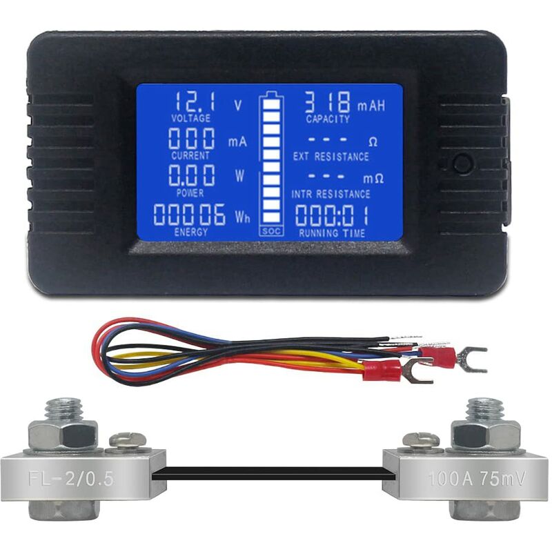 Battery Meter Dc Voltmeter Ammeter Energy Power Monitor Lcd Digital Multimeter Voltage Current Cap Ohm Hour Soc Meter