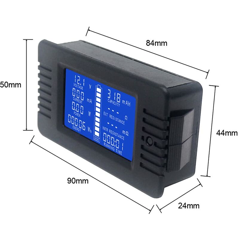 Battery Meter Dc Voltmeter Ammeter Energy Power Monitor Lcd Digital Multimeter Voltage Current Cap Ohm Hour Soc Meter