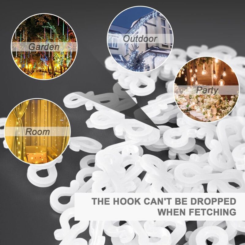 100 pcs Mini Black White Plastic Gutter Hooks With Shape Clip Outdoor Light Hooks For Wedding Christmas Halloween