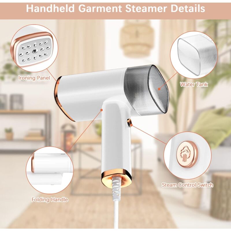 Garment Steamer, Mini Portable Iron, 30S Fast Heat-Up, 1000W, 120Ml, Travel Steamer With Brush And Measuring Cup -