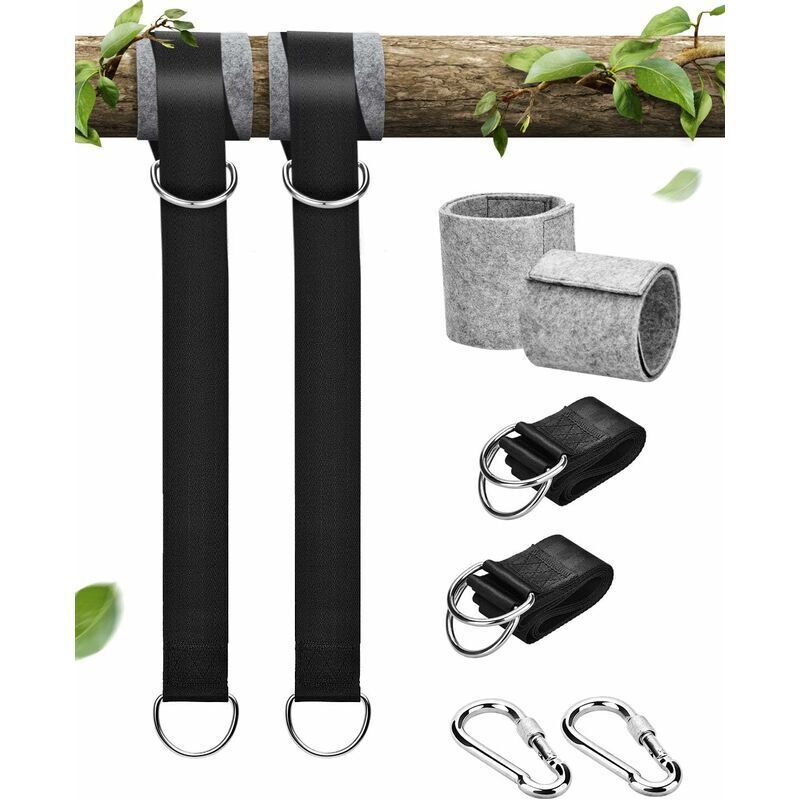 Tree Swing Straps, 158Cm Extra Long Hammock Tree Straps With 2 Safety Locking Carabiner Hooks And D-Rings, Perfect For