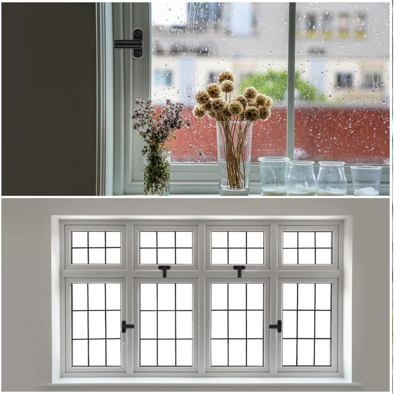 Sash Jammer Additional Window Lock, 4 Door Window Locks Block Aluminum Alloy With 8X Screws, Home Security, Child