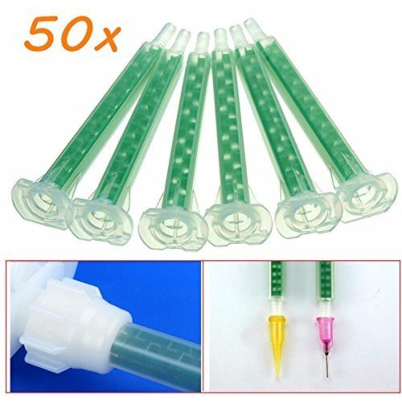 Werse 50 pcs F6-16 Green Ab Glue Mixing Tube Static Mouth Section 16 Nozzles