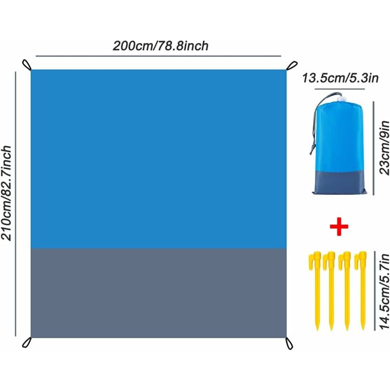 Sandproof Beach Blanket Waterproof Beach Mat 210 X 200 Cm 4 Fixing Corners Beach Mat For Beach Travel Camping Hiking
