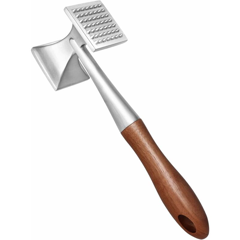 Meat Hammer, Heavy Duty Meat Tenderizer, Steak Hammer With Wooden Handle And Food Grade Zinc Alloy, 2 In 1 Kitchen