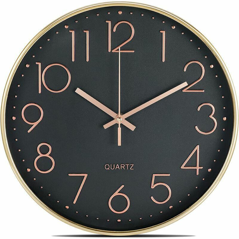 12 Inch Silent Non Ticking Wall Clock Modern Battery Operated Wall Clock Easy To Read Decor For Kitchen, Home, Living