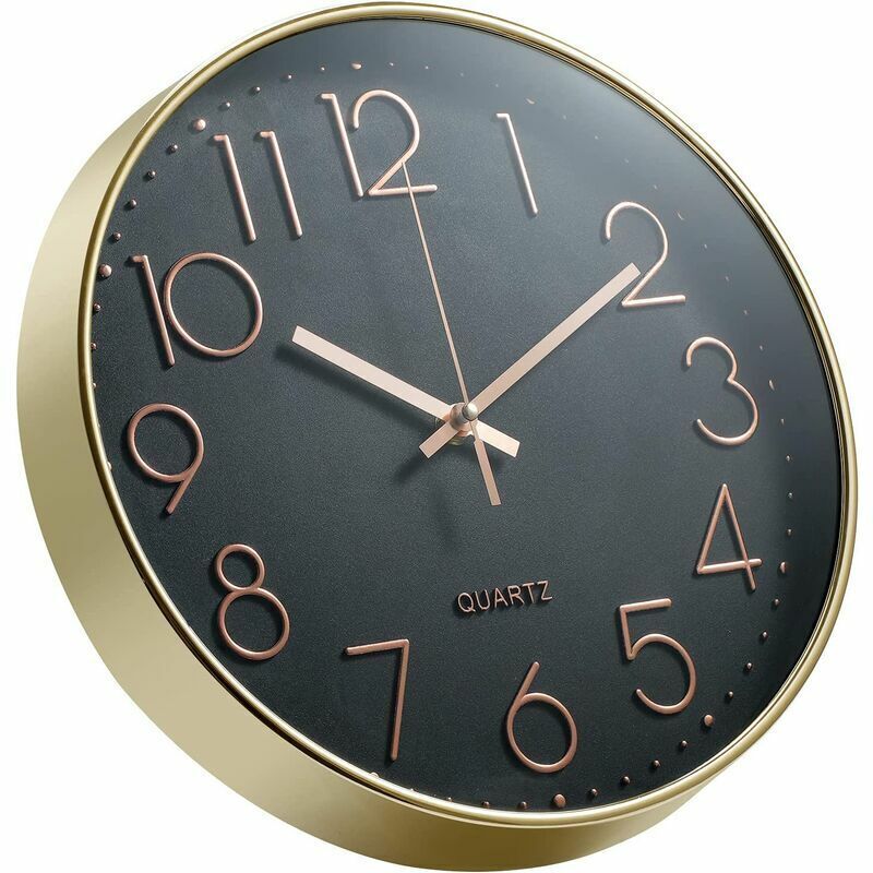 12 Inch Silent Non Ticking Wall Clock Modern Battery Operated Wall Clock Easy To Read Decor For Kitchen, Home, Living