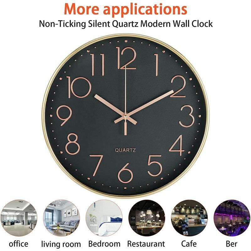 12 Inch Silent Non Ticking Wall Clock Modern Battery Operated Wall Clock Easy To Read Decor For Kitchen, Home, Living
