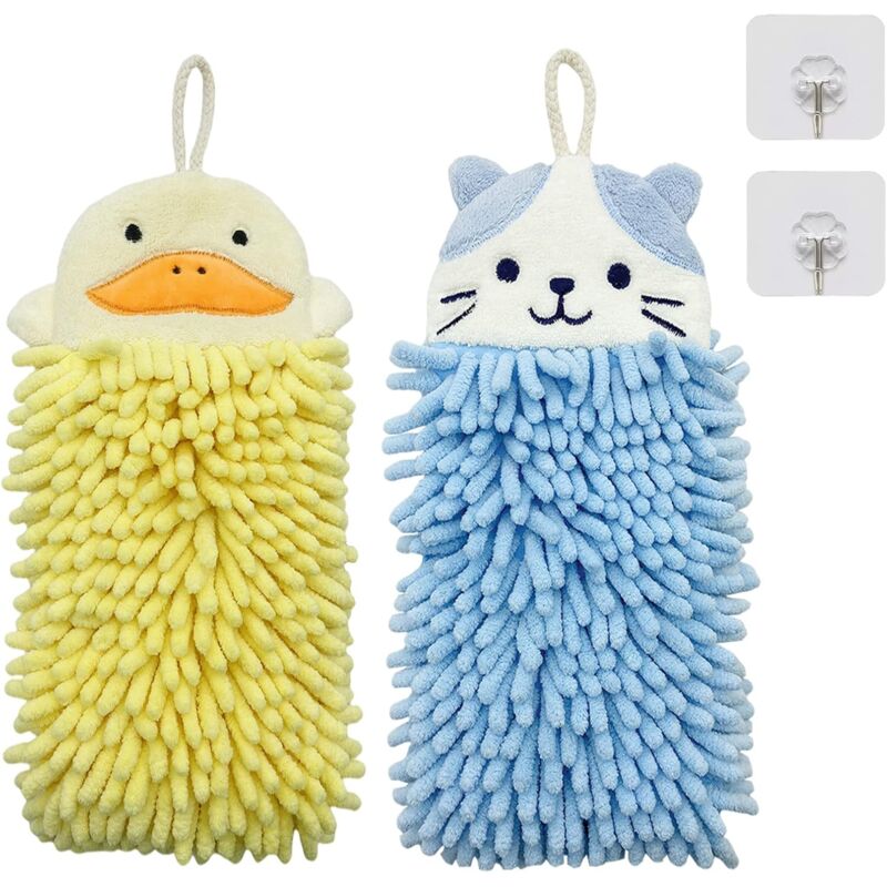 Cute Animal Hanging Hand Towel, Soft And Plush Microfiber Towel Quick Dry Absorbent Towels With Hanging Loop For