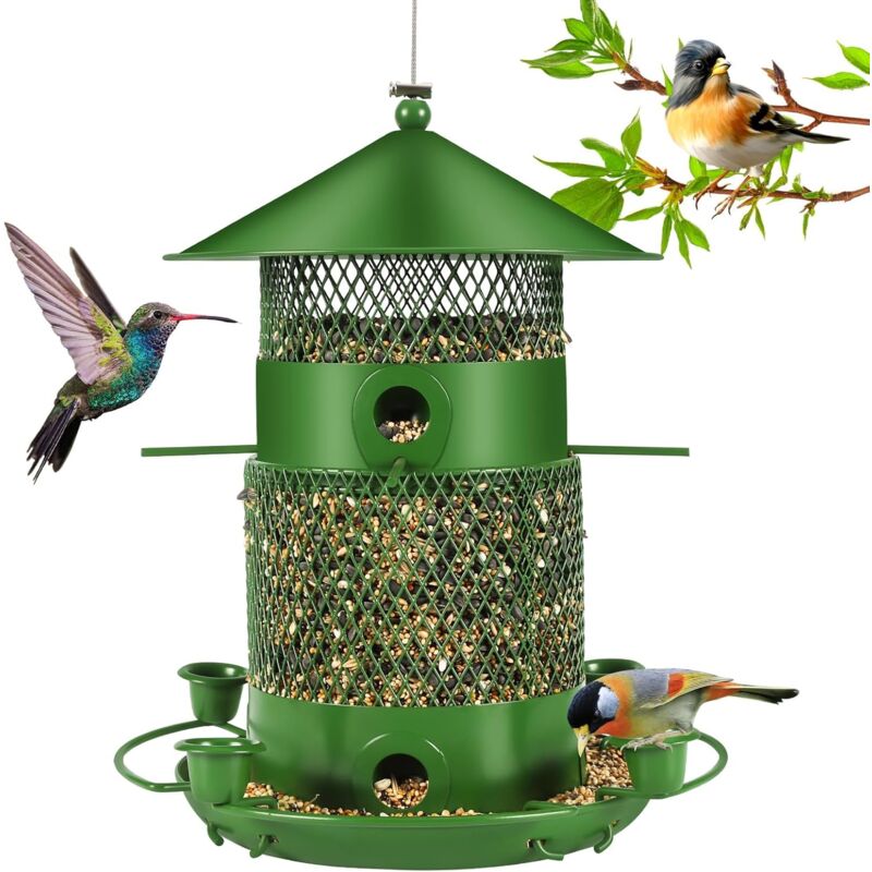 27Cm Hanging Bird Feeder, Outdoor Waterproof Hummingbird Lantern Feeder, 2.5L Weatherproof Large Capacity Seed