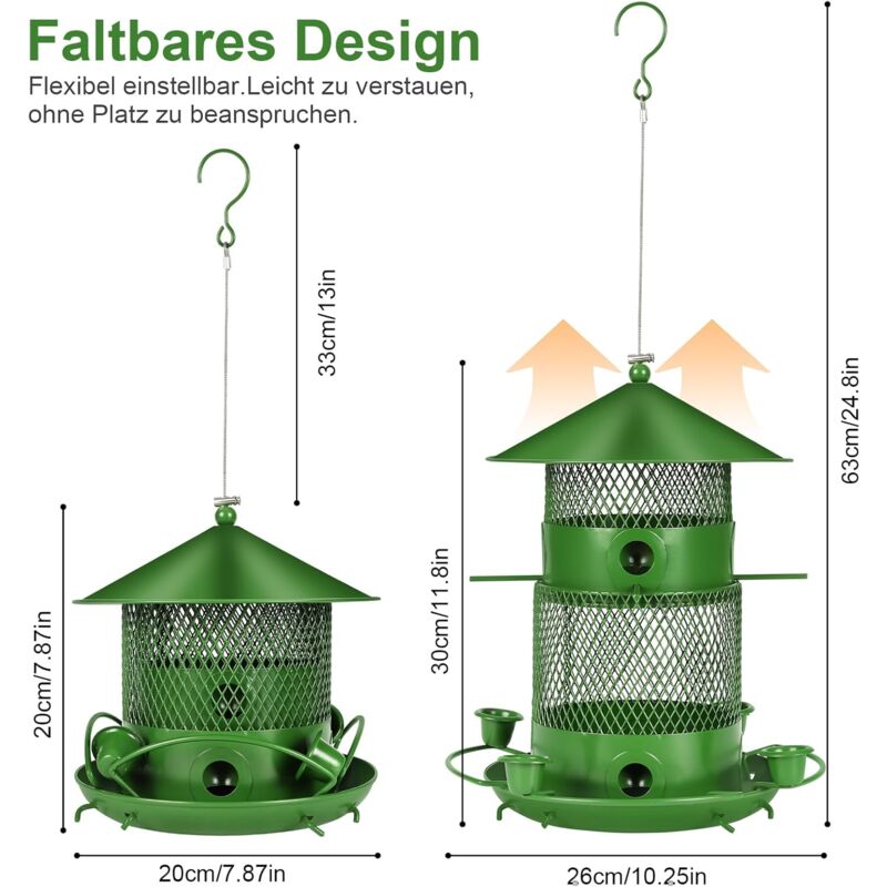 27Cm Hanging Bird Feeder, Outdoor Waterproof Hummingbird Lantern Feeder, 2.5L Weatherproof Large Capacity Seed