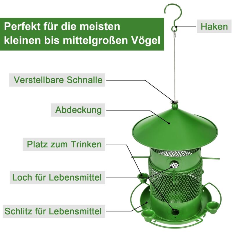 27Cm Hanging Bird Feeder, Outdoor Waterproof Hummingbird Lantern Feeder, 2.5L Weatherproof Large Capacity Seed