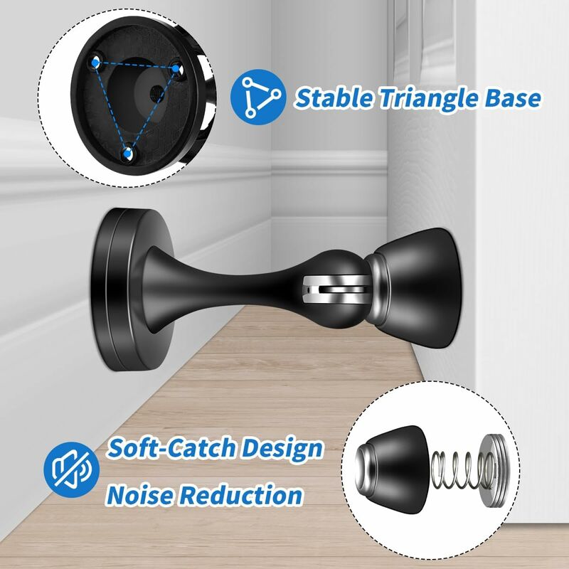 Magnetic Door Stop Brushed Stainless Steel Satin Nickel Black Floor Mounted For Bedroom Bathroom Kitchen Office