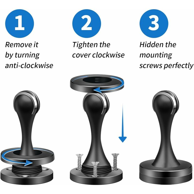 Magnetic Door Stop Brushed Stainless Steel Satin Nickel Black Floor Mounted For Bedroom Bathroom Kitchen Office