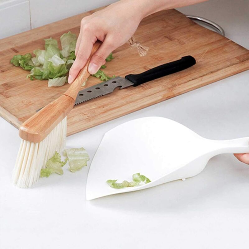 Mini Dustpan, 2 Pack Portable Wooden Dustpan And Brush, Small Multi-Function Broom For Sofas, Desk, Keyboards And Car,