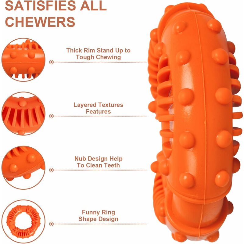2 pcs Dog Chew Toys, Durable Rubber Ring Dog Toy, Dog Teeth Cleaning Toy For Large And Medium Dogs