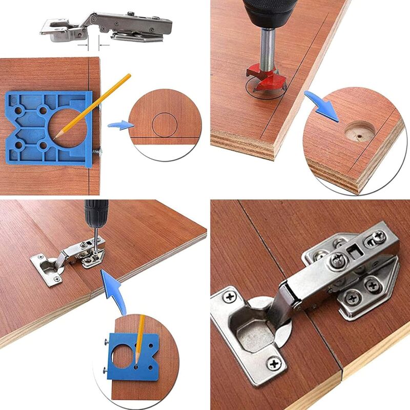 1 pcs Hinge Jig Drill Bit Sets, Hole Locator Bits, Drilling Jig For Hinges (35Mm Hinge Drilling Jig + Drill Bit Set)