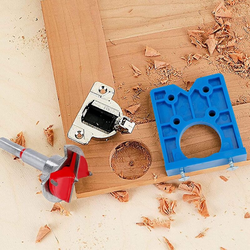 1 pcs Hinge Jig Drill Bit Sets, Hole Locator Bits, Drilling Jig For Hinges (35Mm Hinge Drilling Jig + Drill Bit Set)