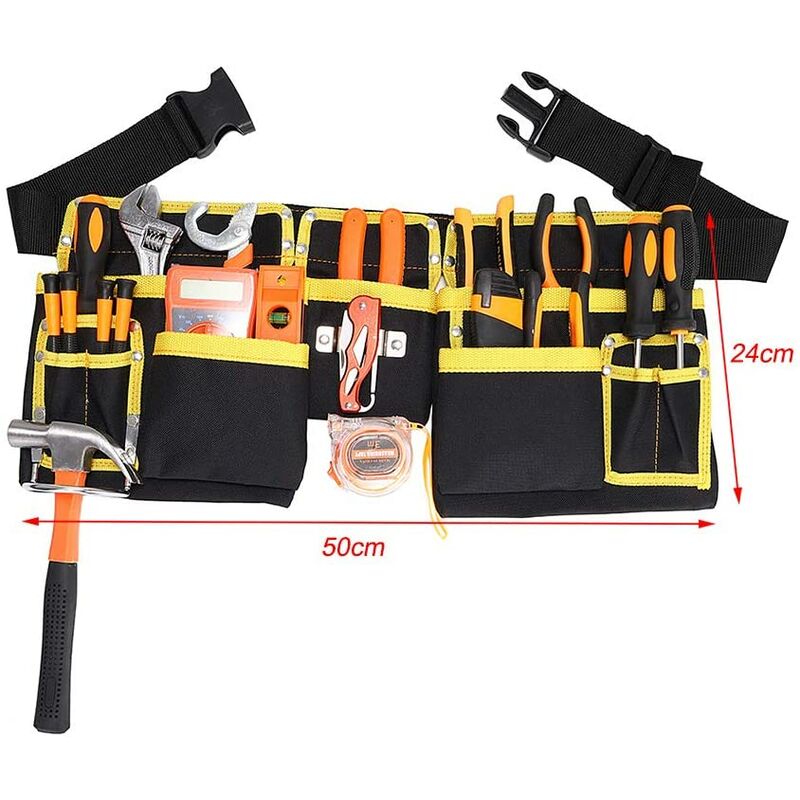 Tool Belt With 11 Pockets, Waterproof Oxford Fabric Tool Holder With Adjustable Straps, For Electricians, Carpenters,