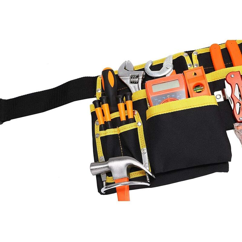 Tool Belt With 11 Pockets, Waterproof Oxford Fabric Tool Holder With Adjustable Straps, For Electricians, Carpenters,