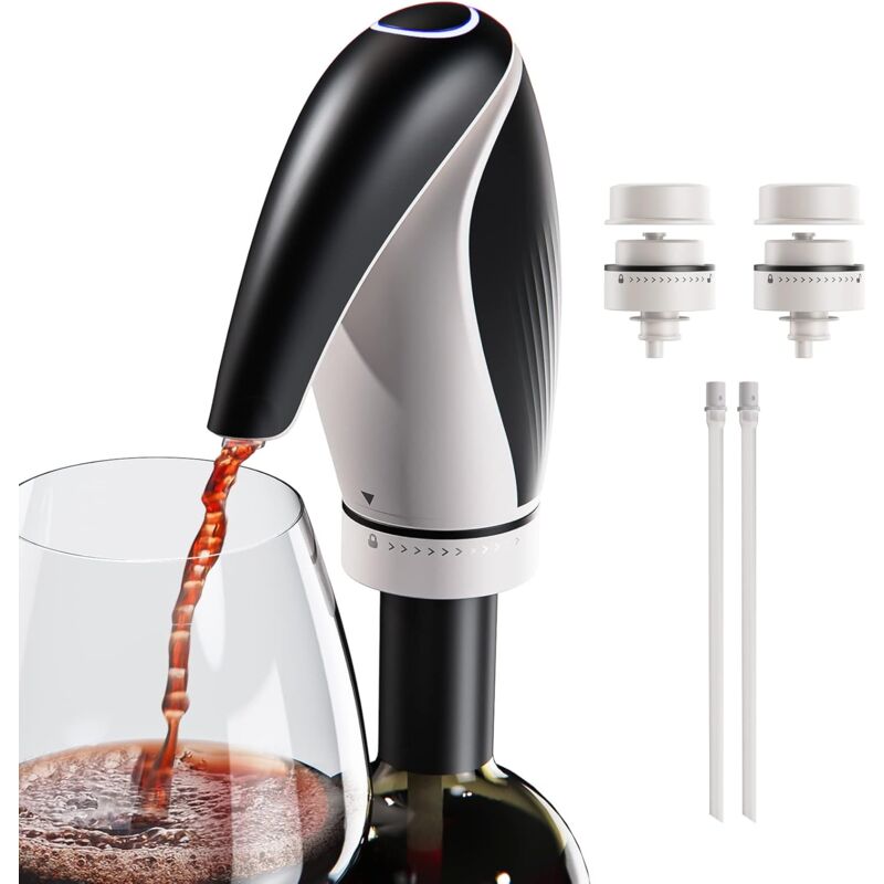 Electric Wine Aerator Pourer Rechargeable 3-In-1 Wine Decanter Dispenser Preserver Penguin Shape Gifts For Wine Lovers,