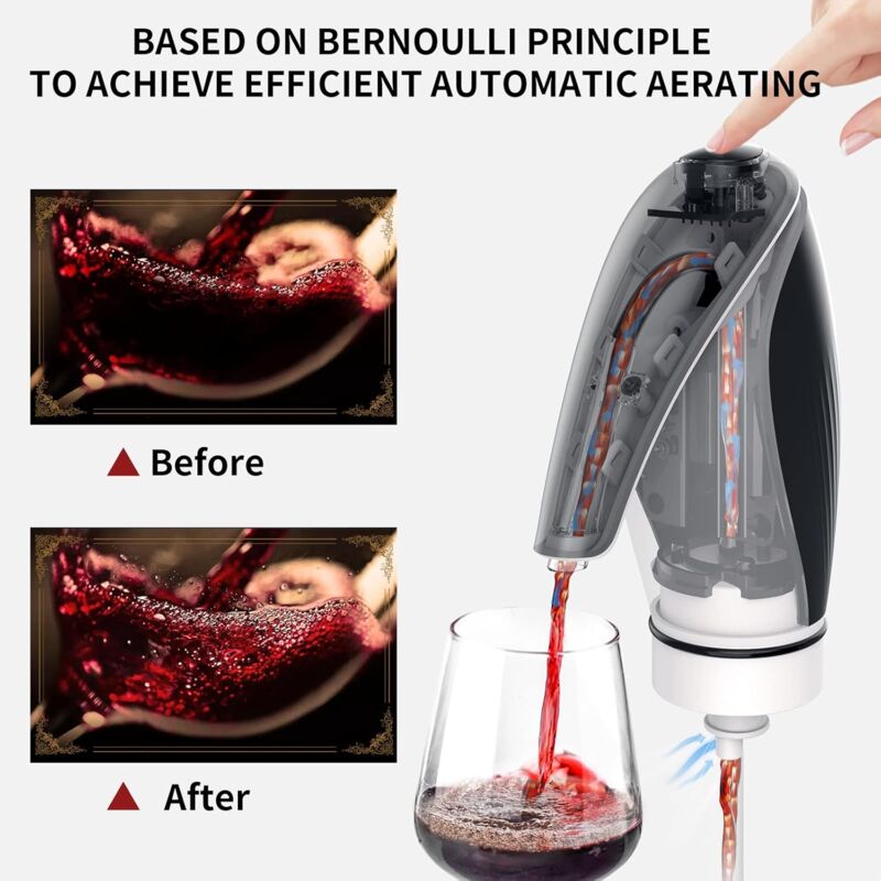 Electric Wine Aerator Pourer Rechargeable 3-In-1 Wine Decanter Dispenser Preserver Penguin Shape Gifts For Wine Lovers,