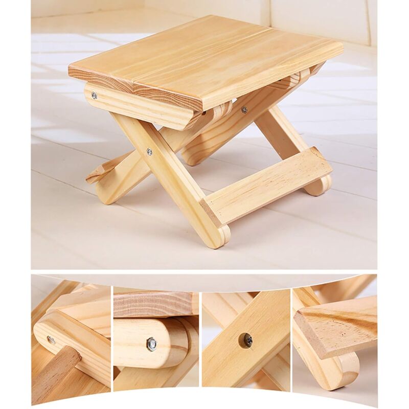 Solid Wood Folding Step Stool For Home, Play, Fishing, Garden, 24X19X17.8 Cm