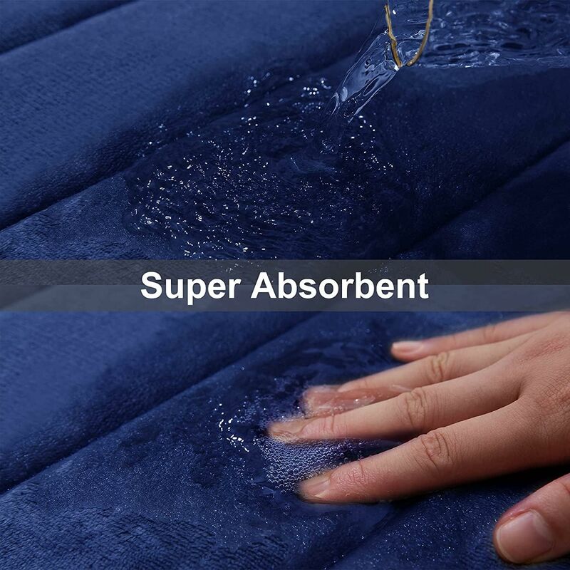 Memory Foam Bath Mat Non-Slip Backing Soft Water Absorbent Bath Mat For Toilet Bathroom, Memory Foam, Navy Blue, 50 X