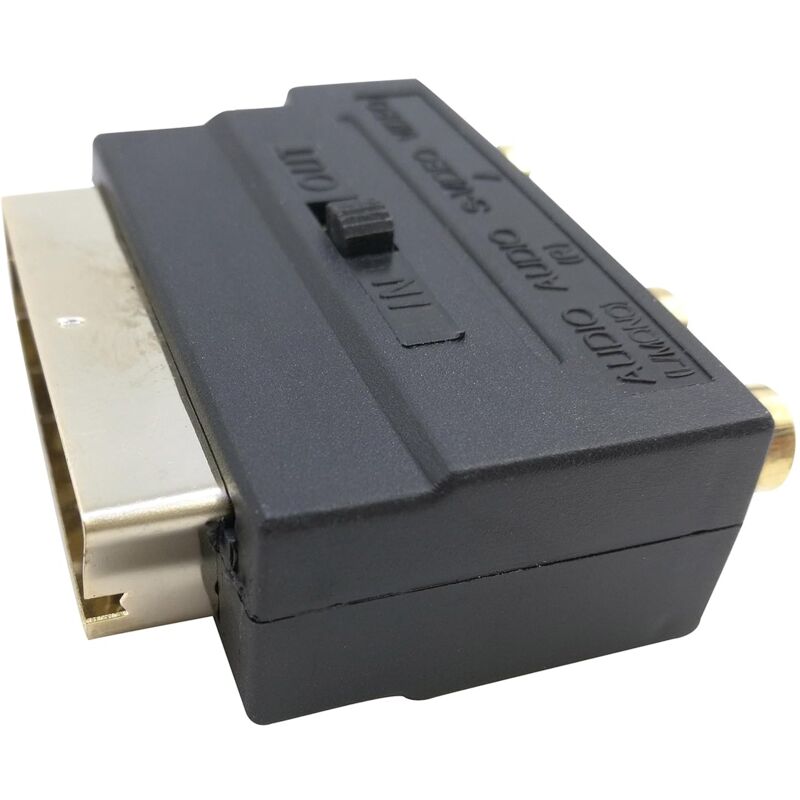 Rgb Scart 21 Pin Male To 3 Rca Av Female Converter + Video Adapter (Black)