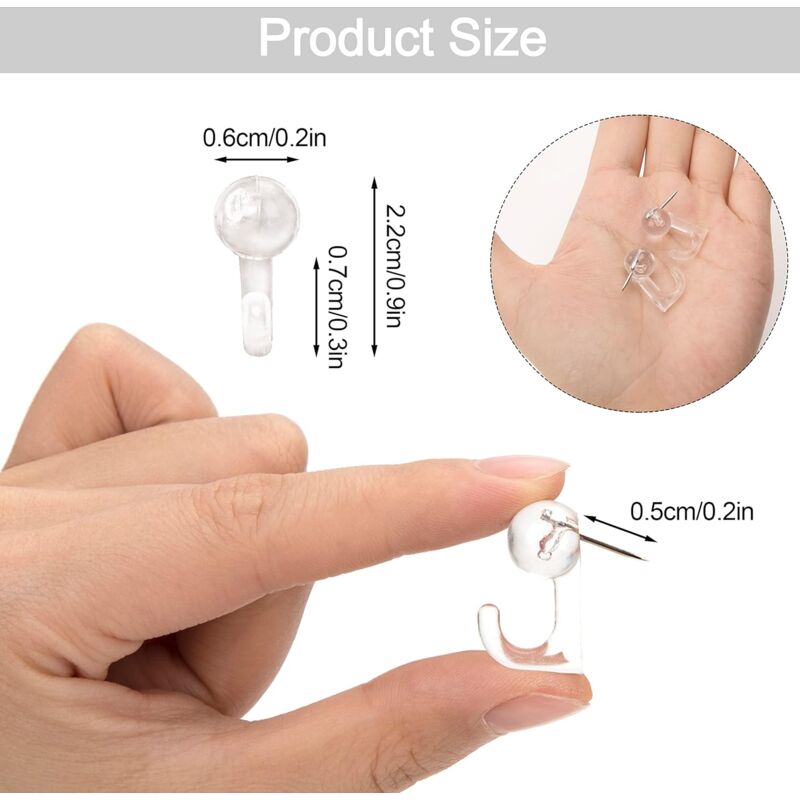 50 pcs Clear Push Pins Thumbtacks Hanging Hooks Plastic Wall Hooks For Cork Board Map Photos Calendar Home School