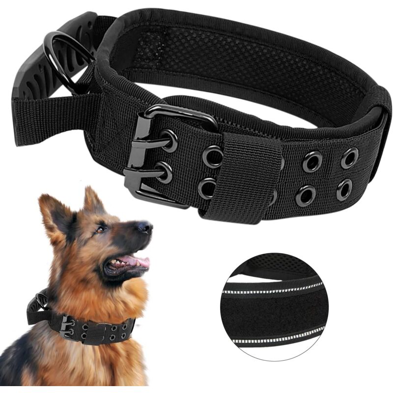 Upgrade Tactical Dog Collar With Control Handle, Military Adjustable Padded Dog Collar For Medium Large Dogs Training