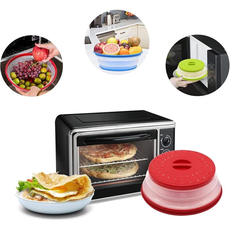 Foldable Microwave Cover, 2 Pieces Foldable Microwave Cover, Food Heating Cover Microwave Splatter Cover With Steam