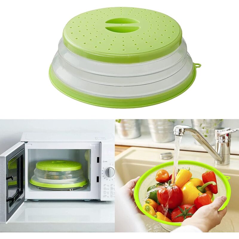 Foldable Microwave Cover, 2 Pieces Foldable Microwave Cover, Food Heating Cover Microwave Splatter Cover With Steam