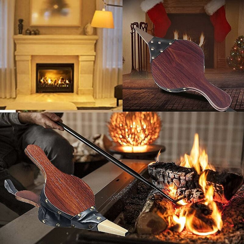 Fireplace Bellows, Wood Fire Blower, Fireplace Bellows, Wood Fire Bellows, With Strap, For Barbecue, Fireplace, Wood