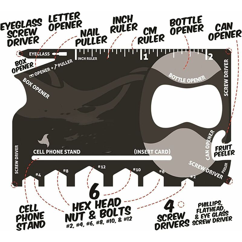 Multi Tool,18 In 1 Multifunction Card Tool Holder Stainless Steel Multi-Tools Pocket Tools Gadget Bottle Opener Men